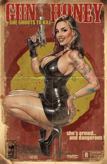 GUN HONEY DOUBLES DOWN #1 CEDRIC POULAT 616 COMICS Virgin VHS Variant B LTD 500